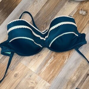 Shade & Shore Teal and Cream Bikini Top